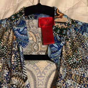 V Cristina Multicolor Sequin Blouse